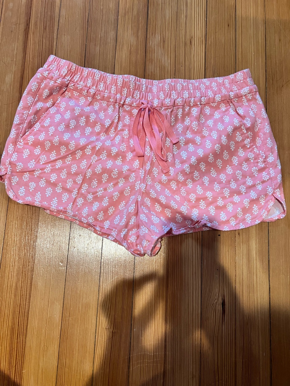 LOFT Pink Floral Drawstring Shorts